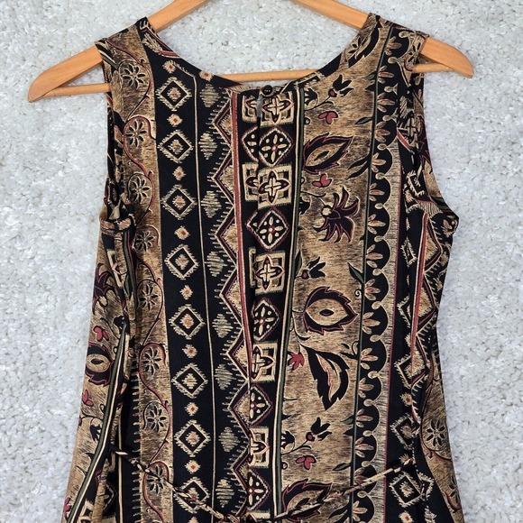 Braemar Jeremy Scott Women Maxi Dress Size 8 Tie Back Aztec Print Summer Vintage - Picture 8 of 15